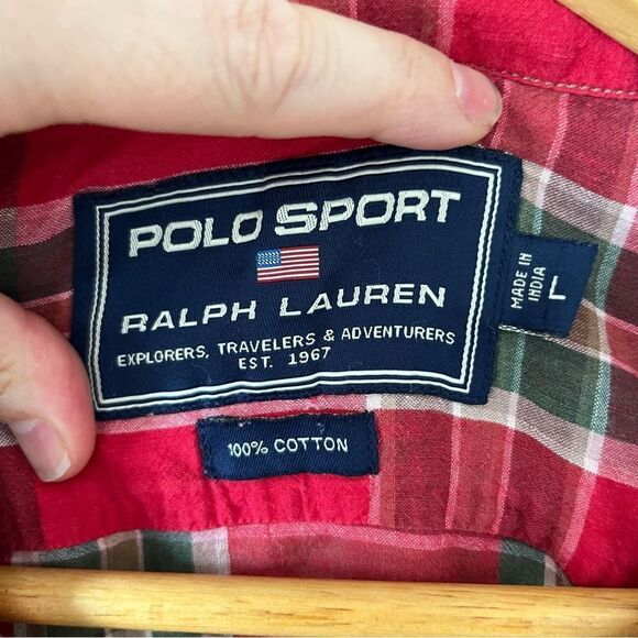 Ralph Lauren Polo Sport Red Plaid Short Sleeve Cotton Dress Shirt - Picture 5 of 7